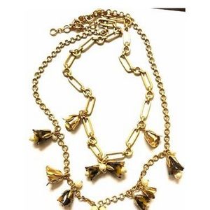 Jcrew Gold Link Pearl Tortoise Flowers Necklace